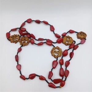 Thailand Elegant Red and Black Beaded Necklace